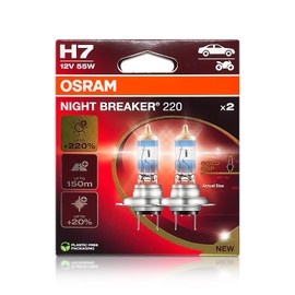 DAMA Automotive Lighting H7 Night Breaker 220 Halogen Headlight replacement Bulbs 64210NB220-2HB 3550K 12V 58W PX26d | Pack of 2