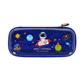 Legami - Wonderwow Pencil Case, Space Theme, 2 Compartments and Inner Pen Holder, Inner Compartment with Mesh Fabric, Zip Closure, 23 x 11 x 5 cm