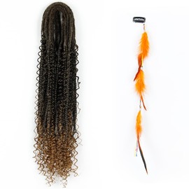 Dreadlock extension double ended curly, Boho dreadlock extension 3 in 1 mixed handmade 24inch 0.5cm synthetic locs crochet braid reggae T27#