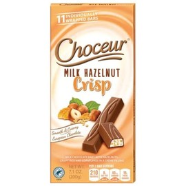 Choceur Milk Hazelnut Crisp Smooth & Creamy European Chocolate, Milk Chocolate Bars with Hazelnuts, Crispy Rice and Cornflakes in a Crème Filling 7.1oz (200g)