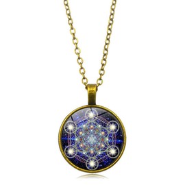NEPOMI Metatron's Cube Pendant Necklace for Men Women,Flower of Life Spiritual Necklace Mens Womens Jewelry Necklace Gift Sacred Geometry Amulet Chain Necklace 18'' Chain+2'' Extender (Send Gift Box)