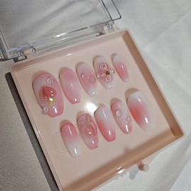 Popular with rave reviewsPeach in the drizzle[Handmade nail tip] - Stiletto / 후기극찬인기이슬 비 복숭아[수제네일팁] - 스틸레토
