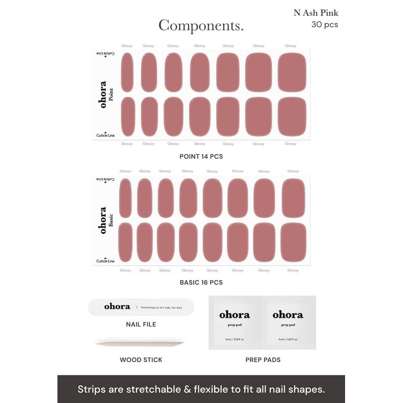 ohora Semi Cured Gel Nail Strips (N Ash Pink) -
