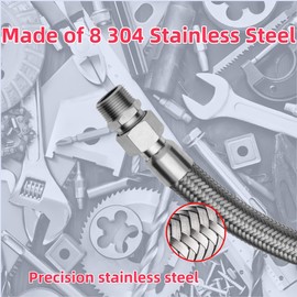 Industrial Grade Compressor Jumper hose Kit 1/2" NPT Male X 20" Length - Flexible Industrial Grade Stainless Steel Hose with Two 1/2" Adapter Flexible Whole Body Stainless Steel Metal Hose 1PCS