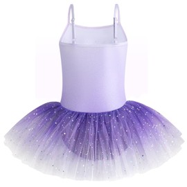 XiaoMoSha Dance Leotard for Girls 3-10T Tutu Skirted Leotard Dancewear Party Dress Outfit Sparkles Mermaid（IcePurple,150 9-10Y）