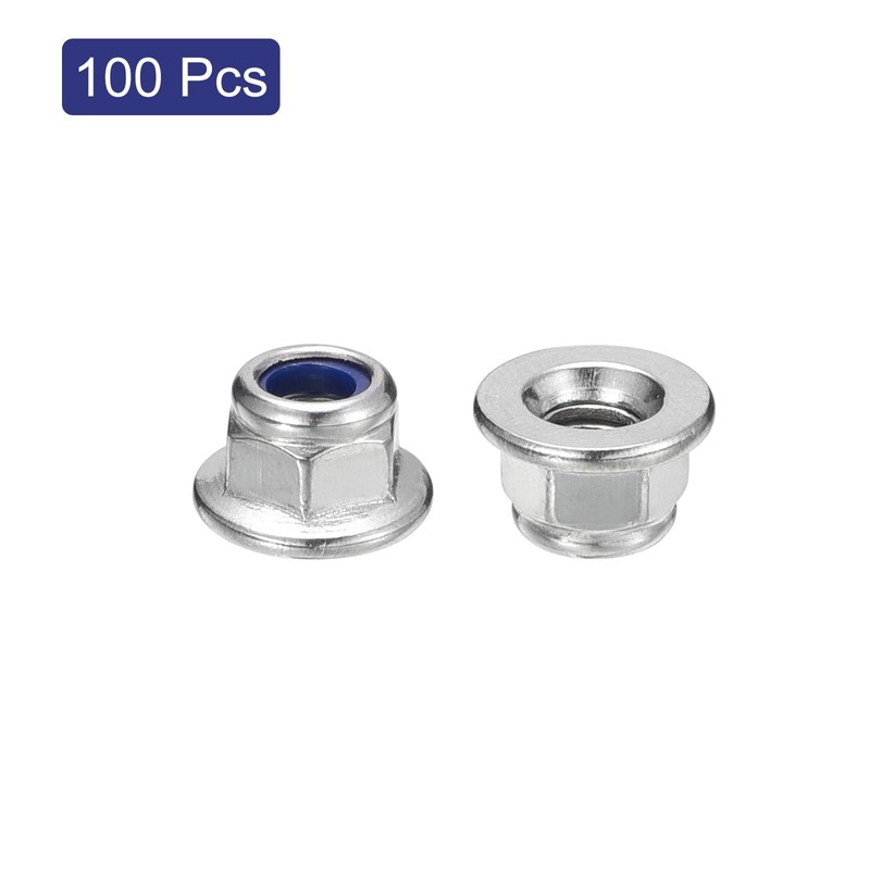 TA-VIGOR 100Pcs M5 x 0.8mm Flange Lock Nuts, Stainless Steel