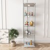 GSSDEE Modern 4-Tier Tempered Glass Display Cabinet with LED Lights,