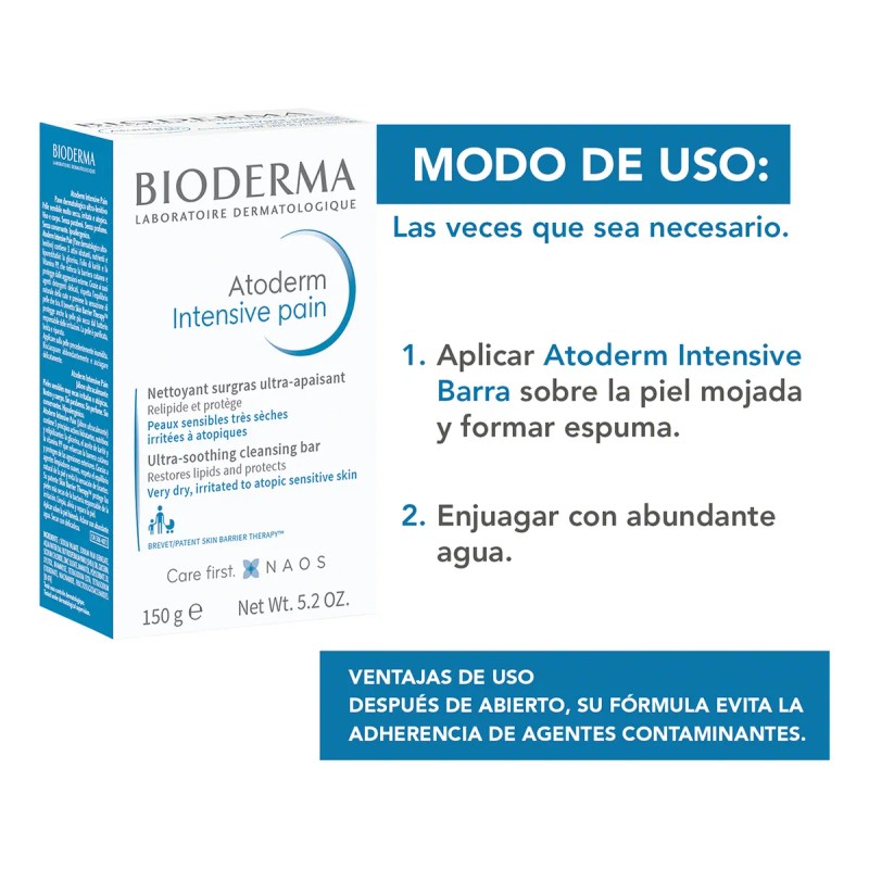 Bioderma Atoderm Barra Limpiadora Suave Anti-bacterial, 150g