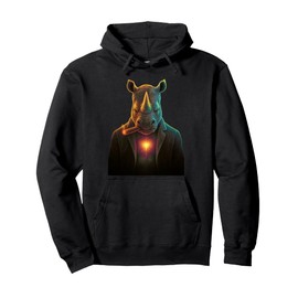 Rhino Rhinoceros Smoking A Cigar Smoker Gift Cosmic Beasts Pullover Hoodie