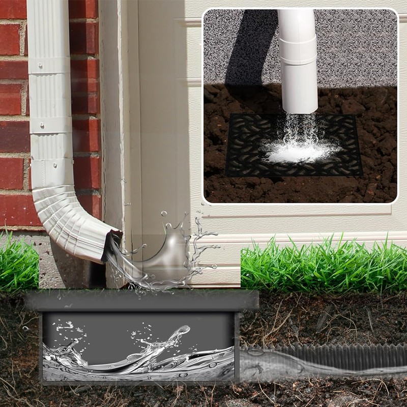 NAACOO Gutter Downspout Extensions, Upgraded 12x12in Catch Basin Low Profile