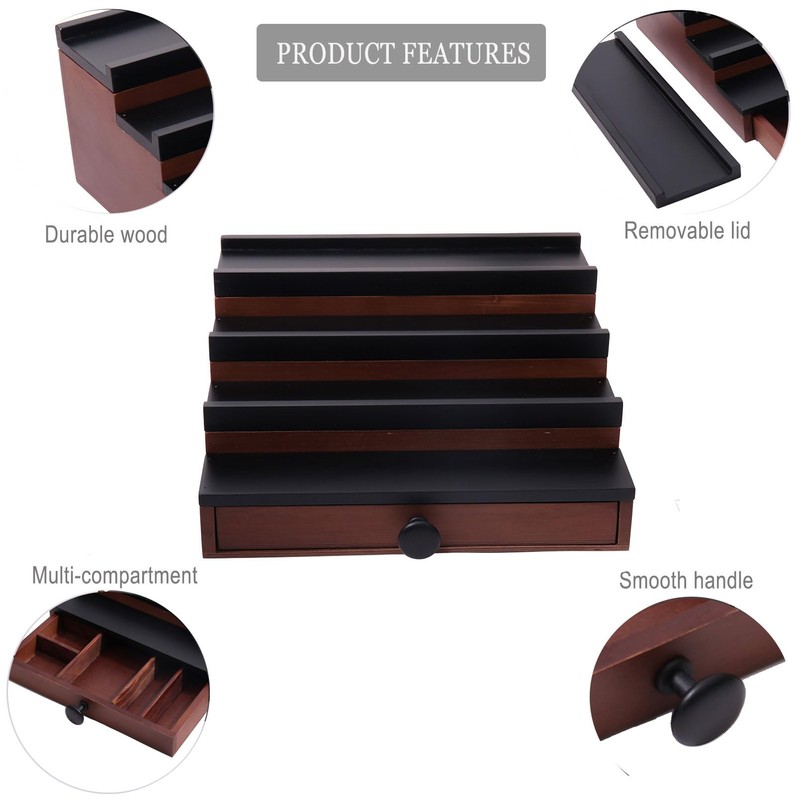 Fengligoo Cologne Organizer for Men - 4 Tier Brown Black