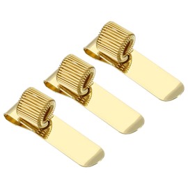 PATIKIL Pen Holder Clips, 3Pcs Metal Vertical Portable Single Spring Loop Pencil Organizer for Office Business Pocket Notebook Clipboard, Golden