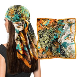 vimate Silk Feeling Scarf Medium Square Satin Head Scarf for Women 35 inches (style70)