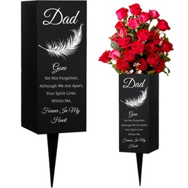 WEBEEDY Cemetery Vases for Dad Cemetery Vases for Grave Metal Grave Vases Flower Holder with Spike Cemetery Flower Holder in Memory Sign Graveyard Memorial Decorations for Dad (80 x 200 mm)