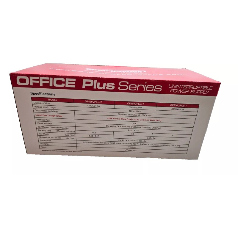 Universal New Smartpower OF650UPlus-T 650VA 330W UPS w/ Surge, PWR