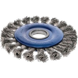 Honing Brush Round Brush for Angle Grinder 115 mm Diameter 115 x 12 mm Bore Size 22.2 mm Twisted Steel Wire, 0,50 mm TÜV Tested, Blue, 2631151