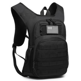 wotony Hydration Backpack with Water Bladder for Hiking Tactical Hydration Pack for Men Women Molle Water Backpack for Hiking (Black, 3L-Bladder)