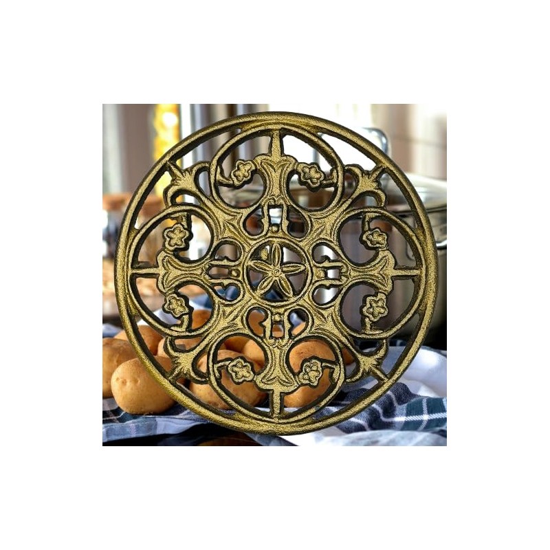 MAI 1Pcs Round Cast Iron Trivet - Round Metal Trivets