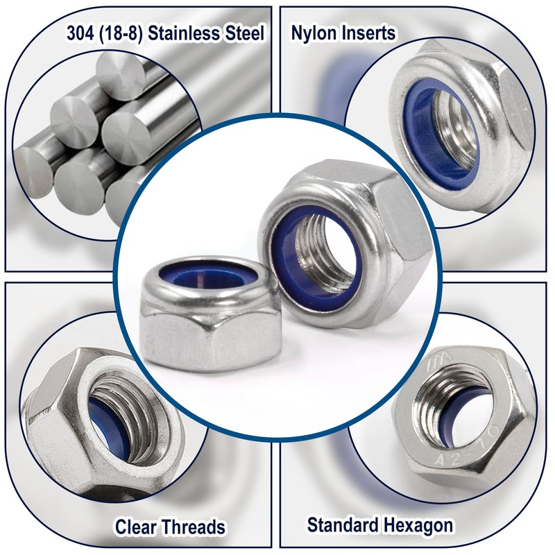 ZQZ 140 Pack Locknuts Assortment Kit,M3 M4 M5 M6 M8