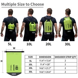 Blackace arteesol Waterproof Dry Bag 5L 10L 20L 30L 20L 20L 30L Waterproof Bag with Long Adjustable Handle for Kayaking Boat Excursion Canoe/Fishing/Rafting/Swimming/Snowboarding