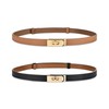 ANHAISHUILV Women's Skinny Leather Belt with Adjustable Golden Turn-Lock Buckle