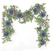 ASTNIC 2Pcs 5.9 Ft Blue Flower Garland Fake Rose Hydrangea