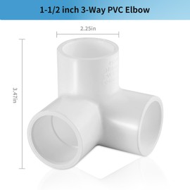 1-1/2" Tee PVC Fitting 3 Way Elbow Connector, 1-1/2 Furniture Grade 90 Degree Elbow Side Outlet, PVC Corner Fittings for DIY Building Furniture Greenhouse Shed Pipe Fittings Tent Connection(4 Pack)