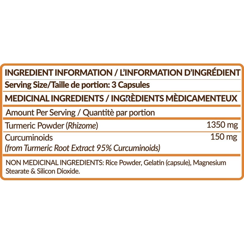 Turmeric Curcumin 95% Pure Curcuminoids (150 count) - 1500 mg.