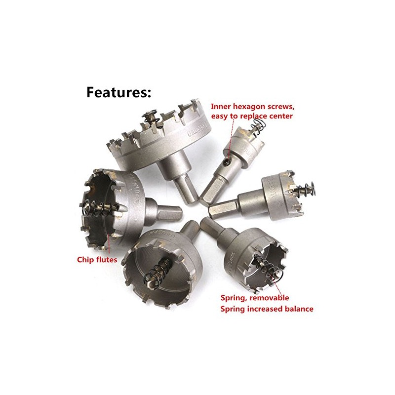 HSS Hole Saw Set, 4EVERHOPE 6 Pcs/Set Tooth Cutter Drill