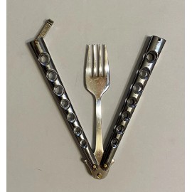Cal Mart Gifts Practice Butterfly Balisong Trainer - Silver Fork - NEW