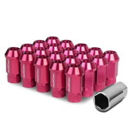 M12 x 1.5 Open End Wheel Lug Nuts with Deep Drive Extension, 20-Piece, Aluminum Alloy, Pink
