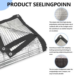 Dellna 10x20Ft Silver Reflective 80% Aluminet Shade Cloth with Grommets - for Cars,Boats,Kennel,Protective Cover,Outdoor. Durable Reflective Heat tarp