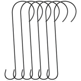 Hotop 6 Pieces Heavy Duty Big S Hooks Bird Feeder Garden Rustproof Stainless Steel Hook for Tree Branch, Kitchen, Bird House, Plants, Baskets, Lanterns and Bicycles(18 Inch,Black)