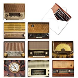 Boxed Set of 10 'Radio Days' Thank You Cards with Envelopes 4 x 5.12 inch, Thank You and Gratitude Cards, Vintage Stationary Note Card Set for Music Lovers, Friends and Family M2086