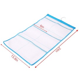 FishMM Mesh Bath Organizers for Shower with Hook, Quick Dry Hanging Shower Caddy College, Bath Storage with 6 Pockets for College Dorm Rooms, Bathroom