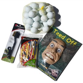GOLF BALL DIVERS 36 Callaway Warbird Mix Recycled Golf Balls Gift Box with Tee'd Off Gag Golf Gift, Multi Colored Tee's, Dual Brush with Wire Teeth