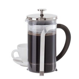 Oggi Stainless French Press, 8 Cup, Stainless Steel, Clear