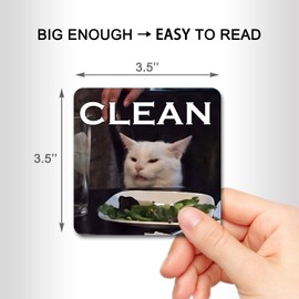 Dishwasher Magnet Clean Dirty Sign Indicator, Washing Machine Magnet Double Sided Kitchen Dish Washer Refrigerator Magnet Flip with Magnetic Plate