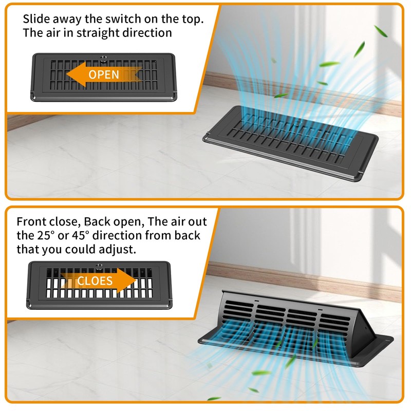 2 Pack 4x10 Vent Deflectors & Floor Vent Covers, Adjustable