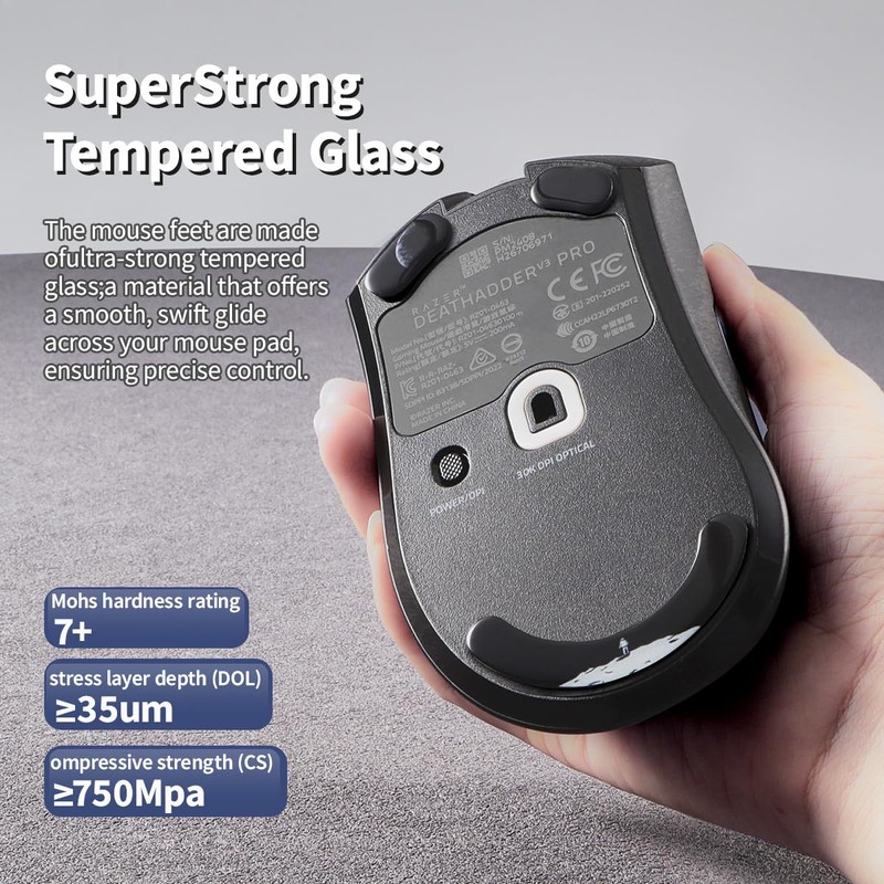 immoenuc Glass Mouse Skates for Razer Deathadder V3 Pro Mouse