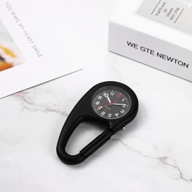 JEWELRYWE Watch Clip, Luminous Analog, Waterproof, Climbing, Bag, Clip, Sports Watch, Popular, Fashion Accessory, black, (1)