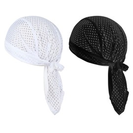 Men Women Breathable Cycling Bandana Headscarf Cool Sweat Wicking Quick Dry Mesh Skull Cap Do Rag Headgear Beanie Adjustable Dance Cycling Running Motorcycle Biker Head Wrap Scarf Liner Cap