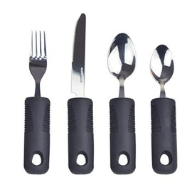 4pcs Easy Grip Cutlery Set. Extra Wide Handles, Ideal Dining aid for The Disabled, Elderly and sufferers of Arthritis, weakened Grip, Tremors or Parkinson's Disease