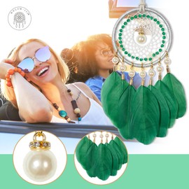 Mini Dream Catchers - Goose Feather with Luxury Pearl, Natural Leather, Handmade Small Dreamcatcher for Bedroom, Dream Catcher for Girls, Dream Catchers for Boys, Dream Catcher Wall Decor