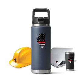 Distressed Illinois State Shaped Subdued Red Line Sticker for Water Bottle Phone Tumbler Hard hat - Twelve Pack