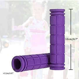 Bicycle Grips for Children, Non-Slip Soft Rubber Ergonomic Bicycle Grips Handlebar Grips for MTB Mountain Bike Bicycle (Purple x 1 Pair)