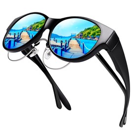 URUMQI Sunglasses Fit Over Glasses for Women, Polarized UV400 Protection Sun Glasses Trendy Round Cat Eye Shades Large Lens
