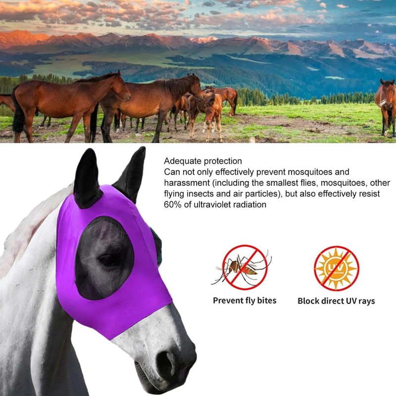 Horse Fly Mask with UV Protection - Breathable and Soft