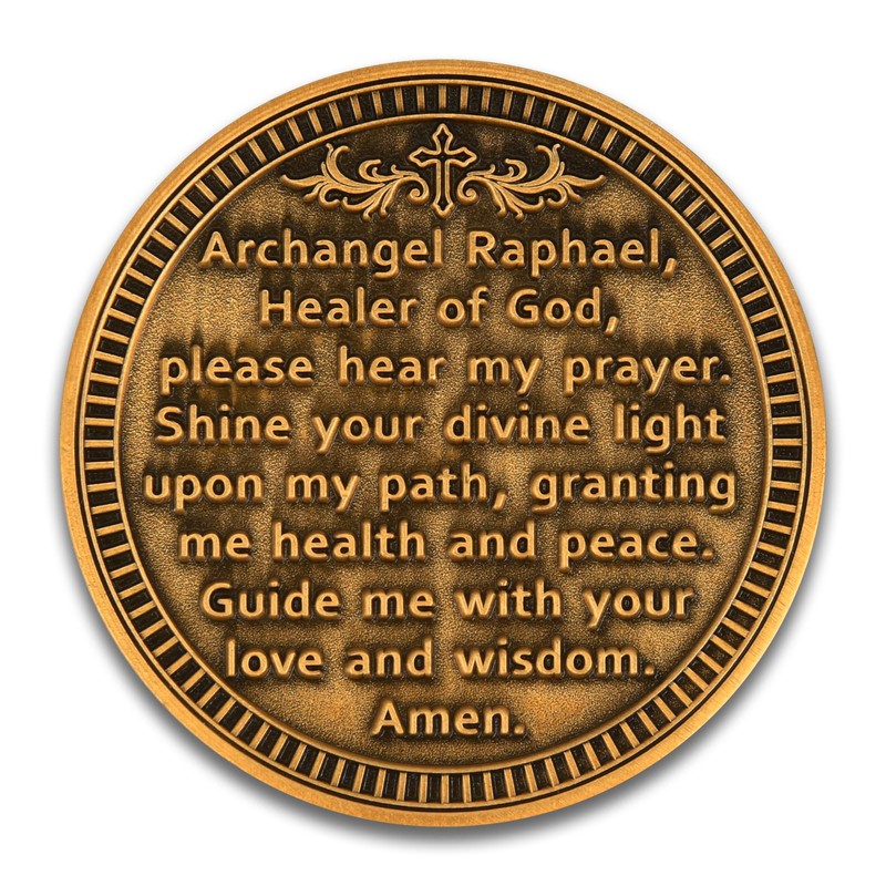 Archangel Raphael Prayer Coin - Patron Saint of Healing &