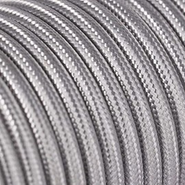 3 m Textile Cable Silver Plain Colours 3 x 0.75 mm² 3G Cable Lamp Cable Fabric Cable Power Cable Braided Max. 300 V